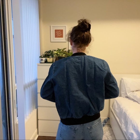 American Apparel Denim Bomber Jacket L - Picture 4 of 5